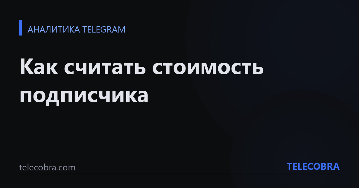 Как считать стоимость подписчика