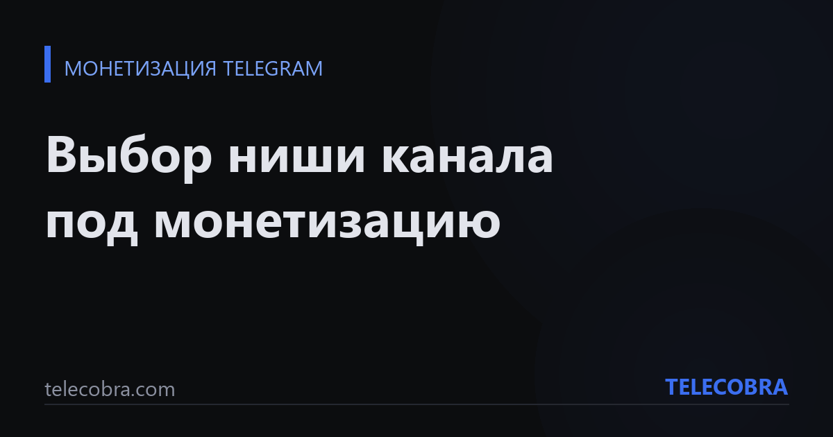 Выбор ниши канала под монетизацию