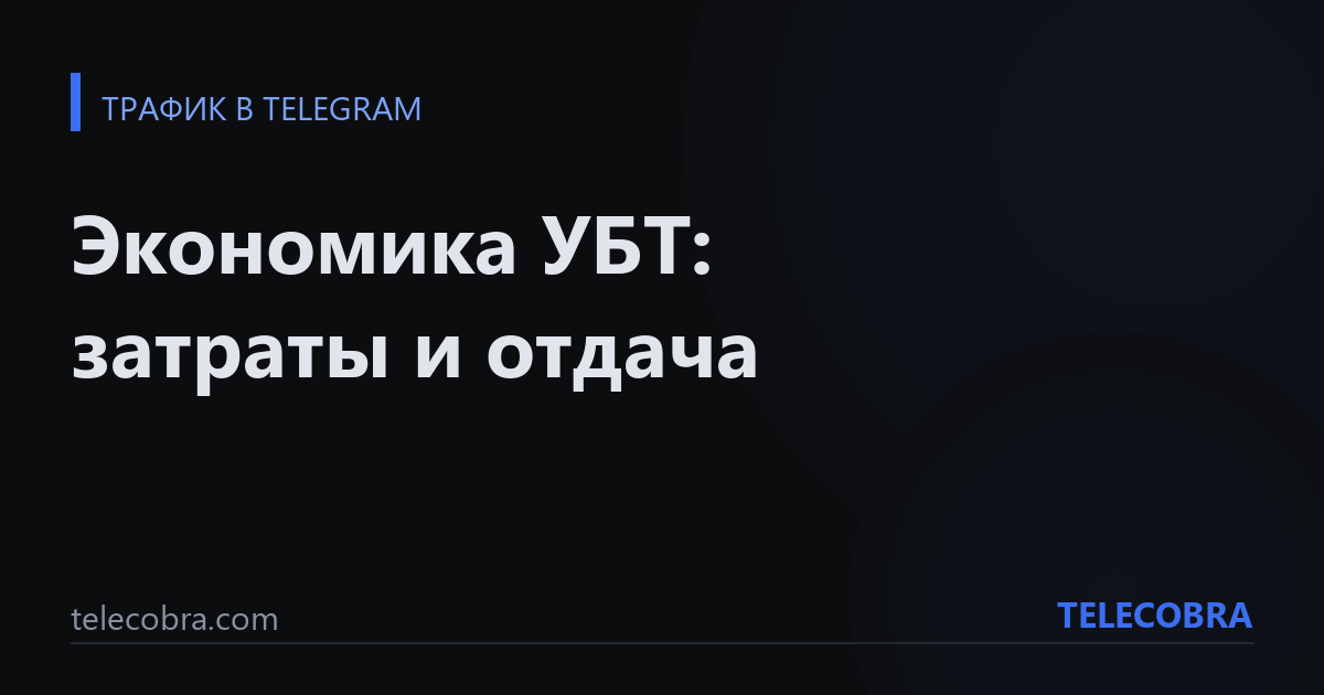 Экономика УБТ: затраты и отдача