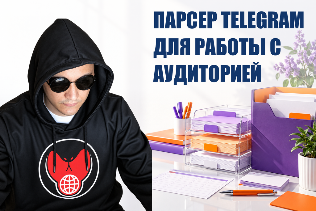 ПАРСЕР TELEGRAM ДЛЯ РАБОТЫ С АУДИТОРИЕЙ — тематическая обложка с персонажем Telecobra