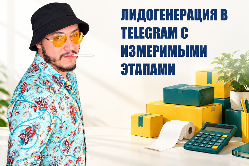 ЛИДОГЕНЕРАЦИЯ В TELEGRAM С ИЗМЕРИМЫМИ ЭТАПАМИ — тематическая обложка с персонажем Telecobra