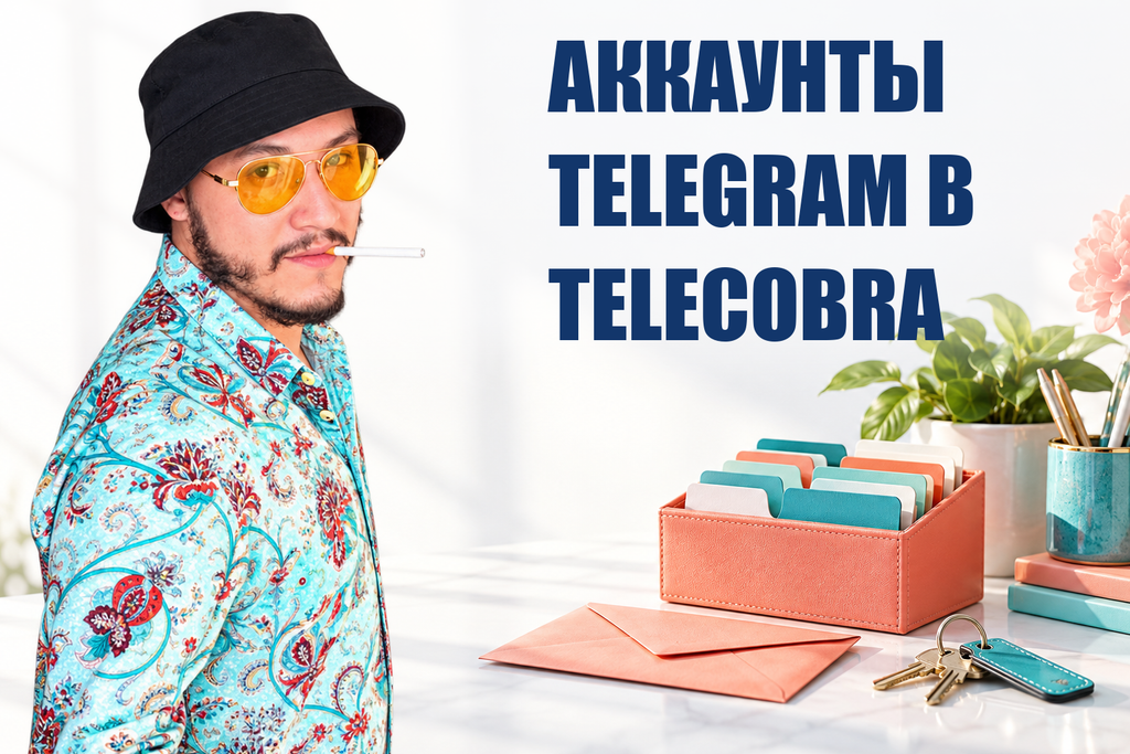АККАУНТЫ TELEGRAM В TELECOBRA — тематическая обложка с персонажем Telecobra