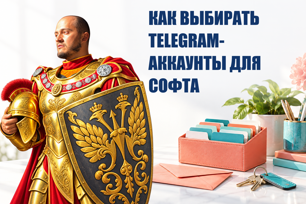 КАК ВЫБИРАТЬ TELEGRAM-АККАУНТЫ ДЛЯ СОФТА — тематическая обложка с персонажем Telecobra