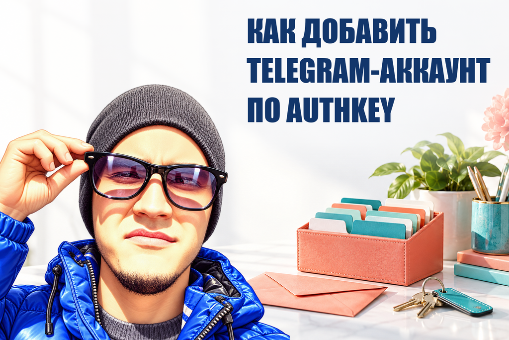 КАК ДОБАВИТЬ TELEGRAM-АККАУНТ ПО AUTHKEY — тематическая обложка с персонажем Telecobra