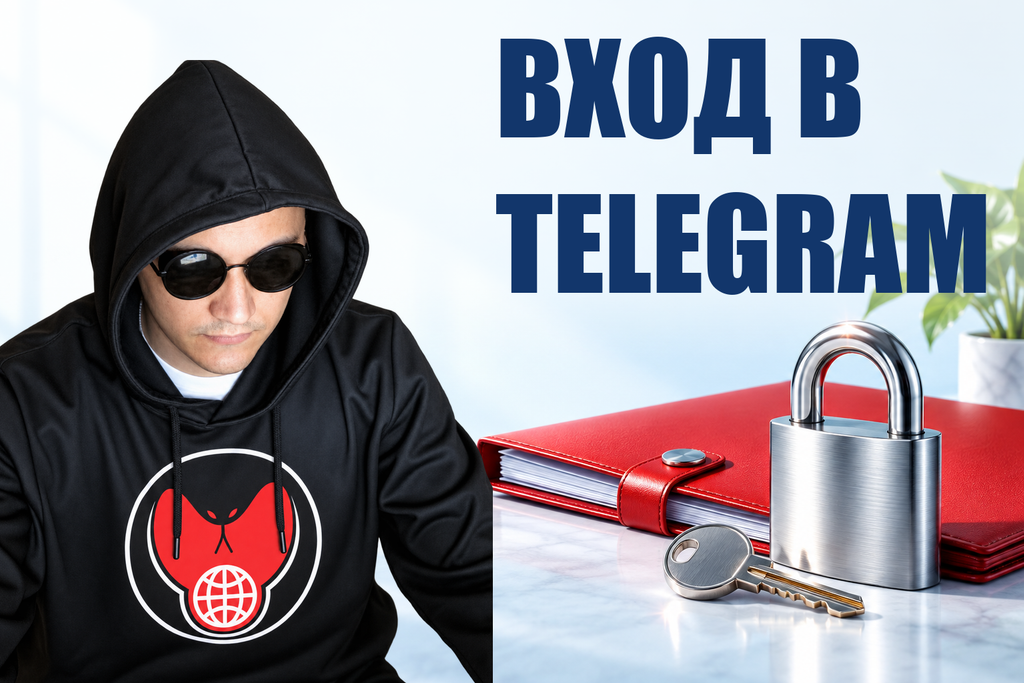 ВХОД В TELEGRAM — тематическая обложка с персонажем Telecobra