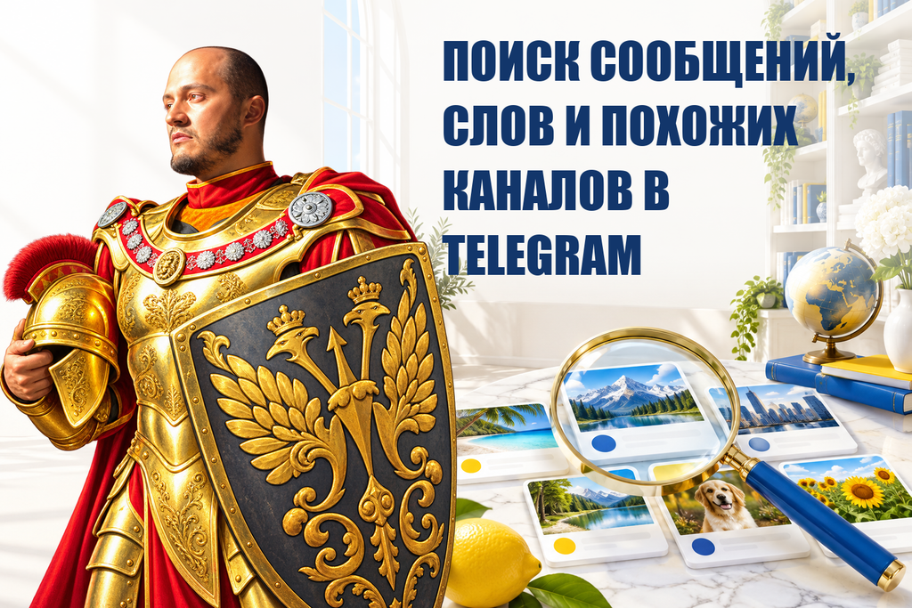 ПОИСК СООБЩЕНИЙ, СЛОВ И ПОХОЖИХ КАНАЛОВ В TELEGRAM — тематическая обложка с персонажем Telecobra