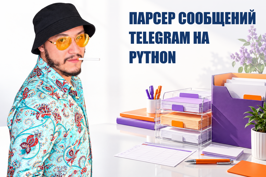 ПАРСЕР СООБЩЕНИЙ TELEGRAM НА PYTHON — тематическая обложка с персонажем Telecobra