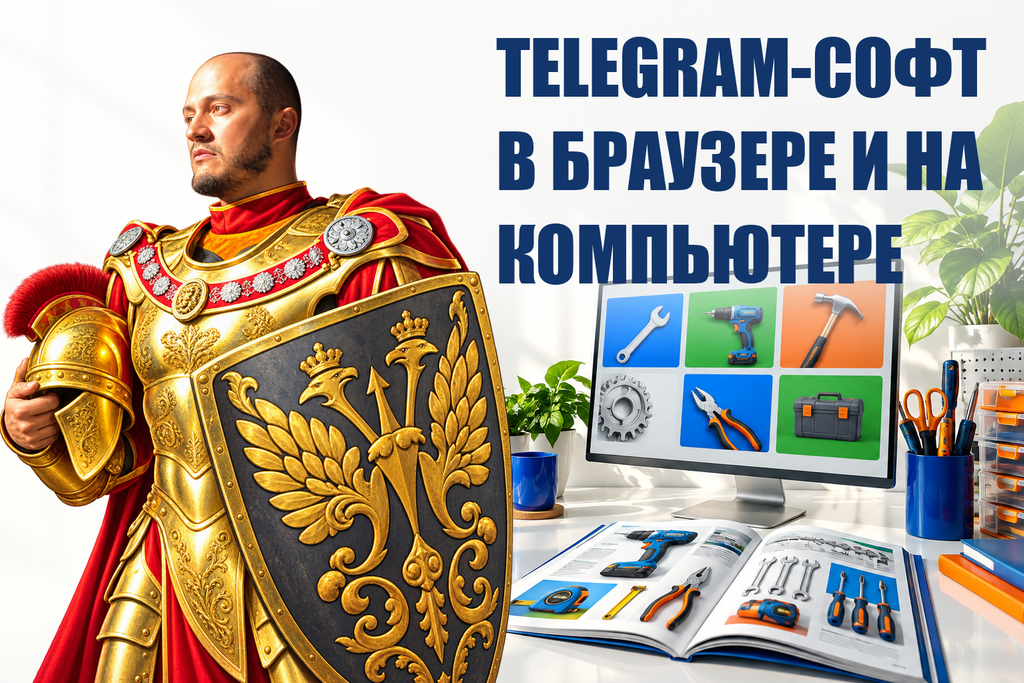 TELEGRAM-СОФТ В БРАУЗЕРЕ И НА КОМПЬЮТЕРЕ — тематическая обложка с персонажем Telecobra