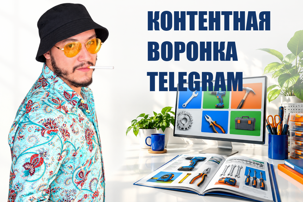 КОНТЕНТНАЯ ВОРОНКА TELEGRAM — тематическая обложка с персонажем Telecobra