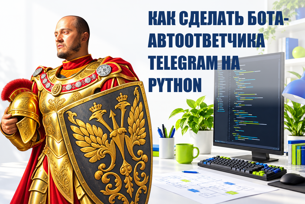 КАК СДЕЛАТЬ БОТА-АВТООТВЕТЧИКА TELEGRAM НА PYTHON — тематическая обложка с персонажем Telecobra