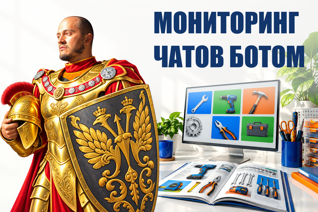 МОНИТОРИНГ ЧАТОВ БОТОМ — тематическая обложка с персонажем Telecobra