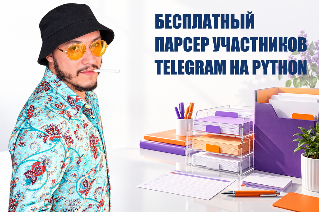 БЕСПЛАТНЫЙ ПАРСЕР УЧАСТНИКОВ TELEGRAM НА PYTHON — тематическая обложка с персонажем Telecobra