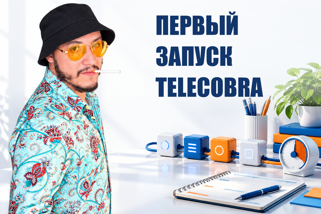 ПЕРВЫЙ ЗАПУСК TELECOBRA — тематическая обложка с персонажем Telecobra